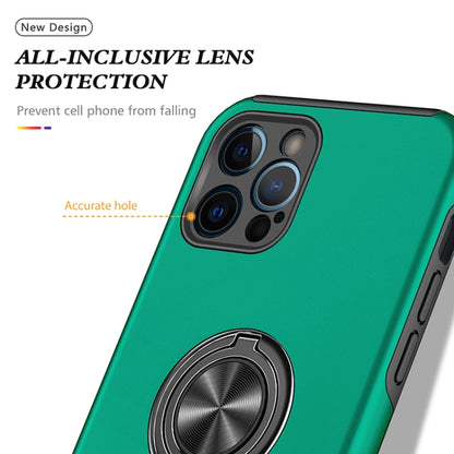 For iPhone 12 Pro Magnetic Ring Kickstand Shockproof Phone Case(Dark Green) - iPhone 12 / 12 Pro Cases by buy2fix | Online Shopping UK | buy2fix