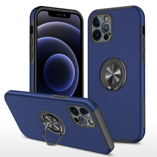 For iPhone 12 Pro Max Magnetic Ring Kickstand Shockproof Phone Case(Blue) - iPhone 12 Pro Max Cases by buy2fix | Online Shopping UK | buy2fix