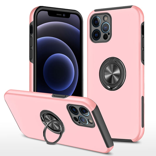 For iPhone 12 Pro Max Magnetic Ring Kickstand Shockproof Phone Case(Rose Gold) - iPhone 12 Pro Max Cases by buy2fix | Online Shopping UK | buy2fix