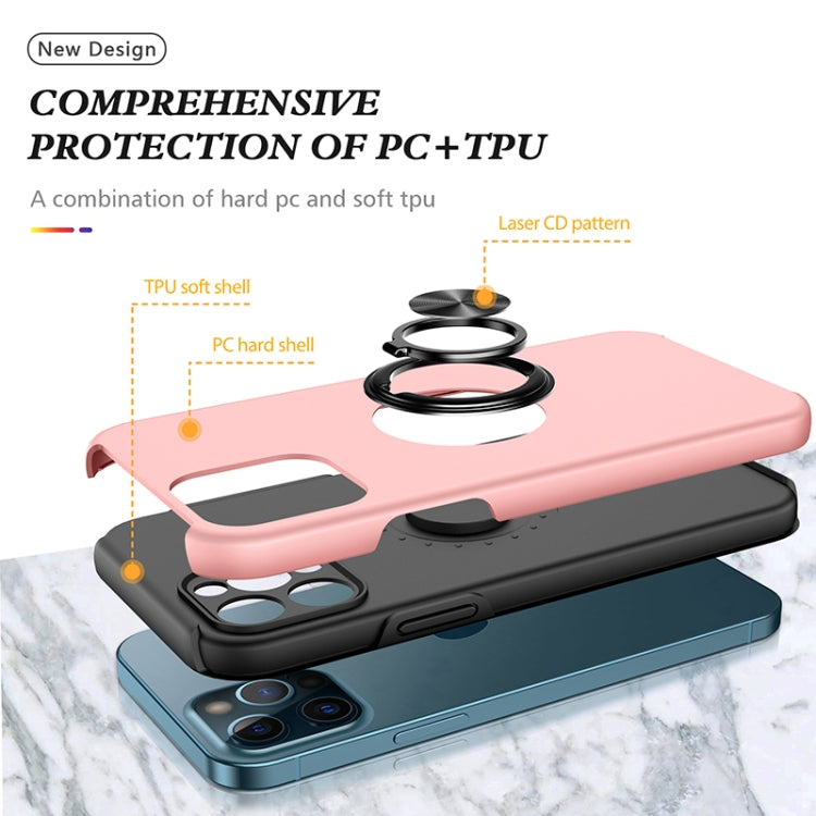 For iPhone 12 Pro Max Magnetic Ring Kickstand Shockproof Phone Case(Rose Gold) - iPhone 12 Pro Max Cases by buy2fix | Online Shopping UK | buy2fix