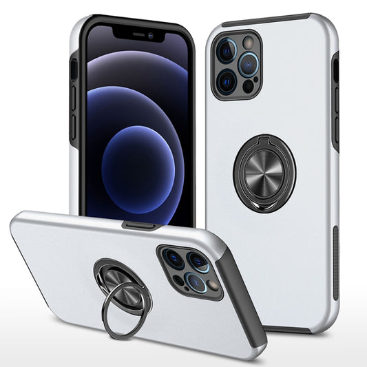 For iPhone 12 Pro Max Magnetic Ring Kickstand Shockproof Phone Case(Silver) - iPhone 12 Pro Max Cases by buy2fix | Online Shopping UK | buy2fix