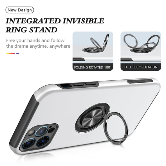 For iPhone 12 Pro Max Magnetic Ring Kickstand Shockproof Phone Case(Silver) - iPhone 12 Pro Max Cases by buy2fix | Online Shopping UK | buy2fix