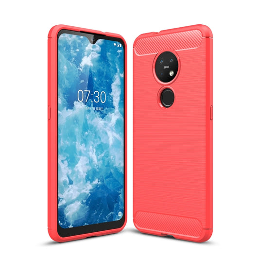 For Nokia 7.2 & 6.2 Brushed Texture Carbon Fiber TPU Protective Case(Red) - Nokia Cases by buy2fix | Online Shopping UK | buy2fix