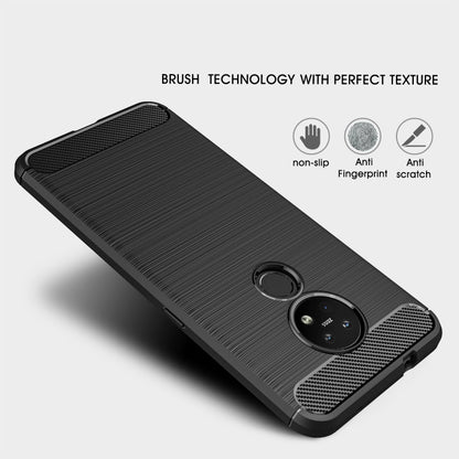 For Nokia 7.2 & 6.2 Brushed Texture Carbon Fiber TPU Protective Case(Red) - Nokia Cases by buy2fix | Online Shopping UK | buy2fix