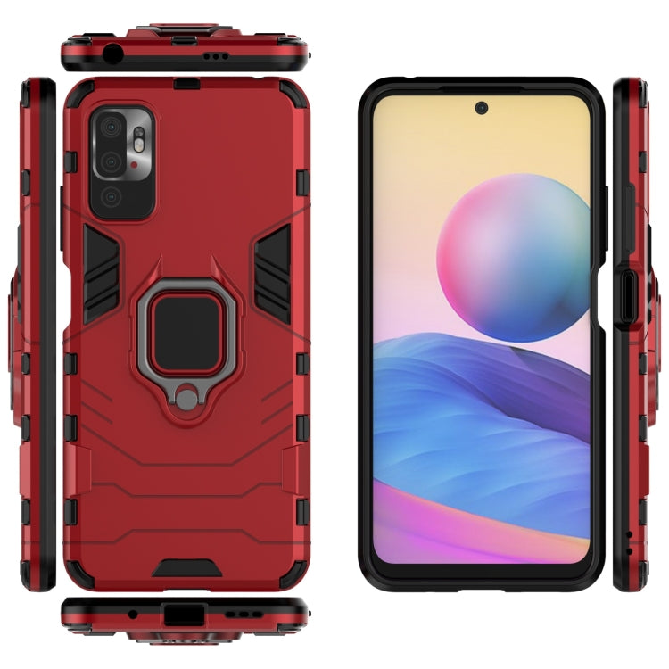 For Xiaomi Redmi Note 10 5G Shockproof PC + TPU Protective Case with Magnetic Ring Holder(Red) - Xiaomi Cases by buy2fix | Online Shopping UK | buy2fix