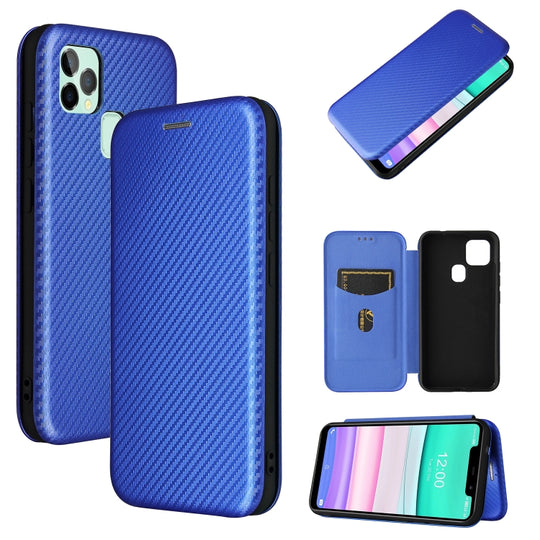 For Oukitel C22 Carbon Fiber Texture Horizontal Flip TPU + PC + PU Leather Case with Card Slot(Blue)