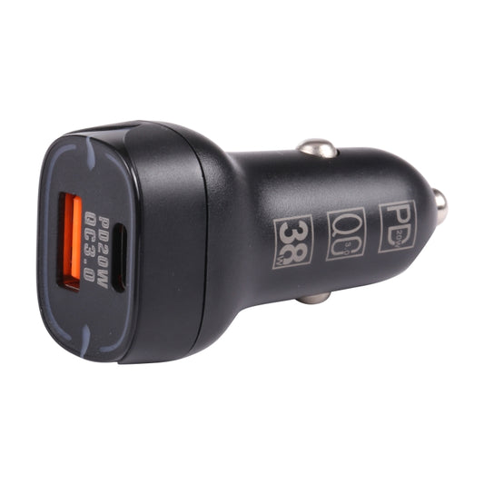QC USB + USB-C / Type-C Dual Ports Fast Charging Car Charger with Luminous Aperture(Black) - Car Charger by buy2fix | Online Shopping UK | buy2fix