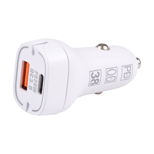 QC USB + USB-C / Type-C Dual Ports Fast Charging Car Charger with Luminous Aperture(White) - Car Charger by buy2fix | Online Shopping UK | buy2fix