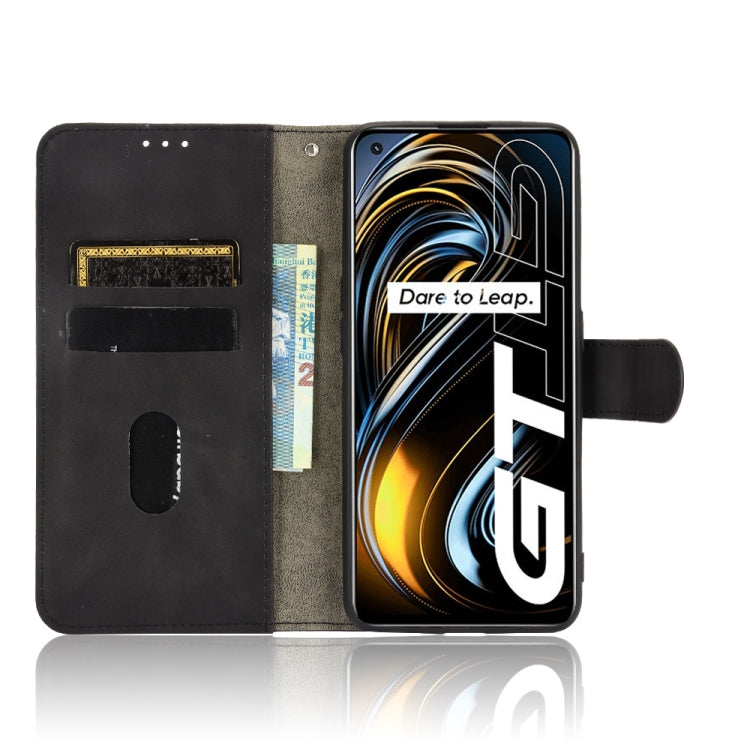 For OPPO Realme GT 5G Solid Color Skin Feel Magnetic Buckle Horizontal Flip PU Leather Case with Holder & Card Slots & Wallet(Black) - Realme Cases by buy2fix | Online Shopping UK | buy2fix