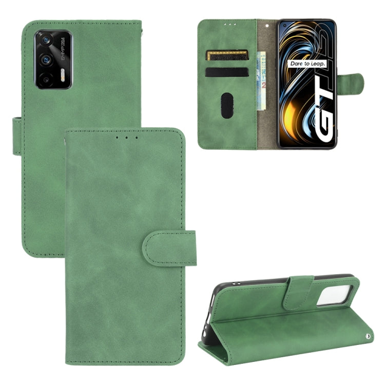 For OPPO Realme GT 5G Solid Color Skin Feel Magnetic Buckle Horizontal Flip PU Leather Case with Holder & Card Slots & Wallet(Green) - Realme Cases by buy2fix | Online Shopping UK | buy2fix