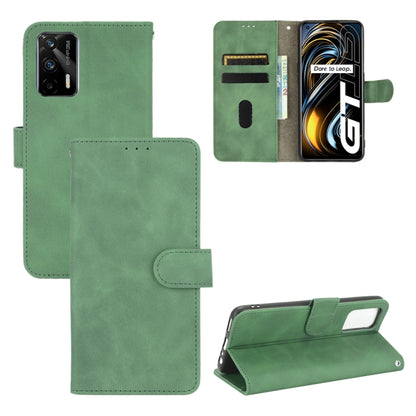 For OPPO Realme GT 5G Solid Color Skin Feel Magnetic Buckle Horizontal Flip PU Leather Case with Holder & Card Slots & Wallet(Green) - Realme Cases by buy2fix | Online Shopping UK | buy2fix