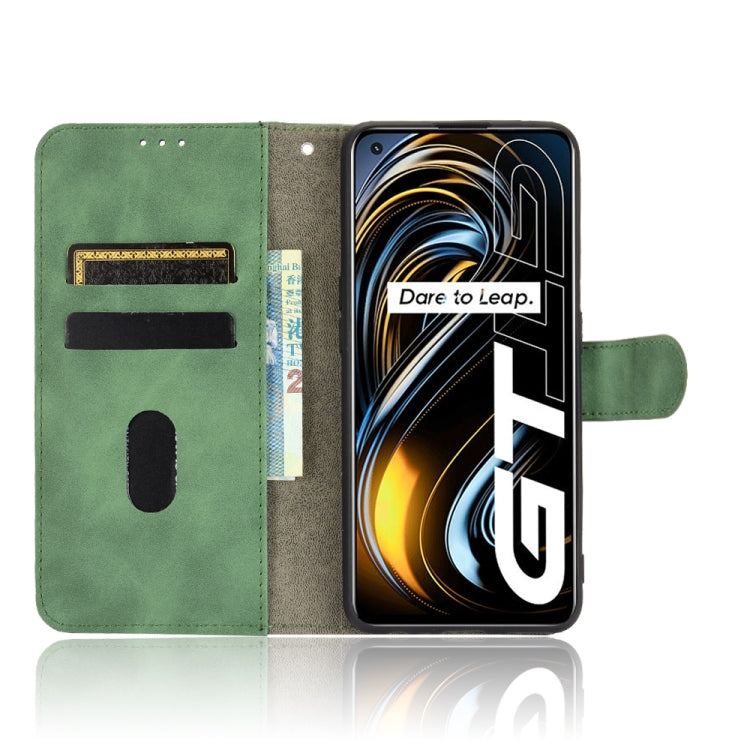 For OPPO Realme GT 5G Solid Color Skin Feel Magnetic Buckle Horizontal Flip PU Leather Case with Holder & Card Slots & Wallet(Green) - Realme Cases by buy2fix | Online Shopping UK | buy2fix