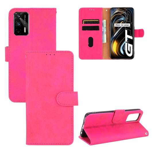 For OPPO Realme GT 5G Solid Color Skin Feel Magnetic Buckle Horizontal Flip PU Leather Case with Holder & Card Slots & Wallet(Rose Red) - Realme Cases by buy2fix | Online Shopping UK | buy2fix