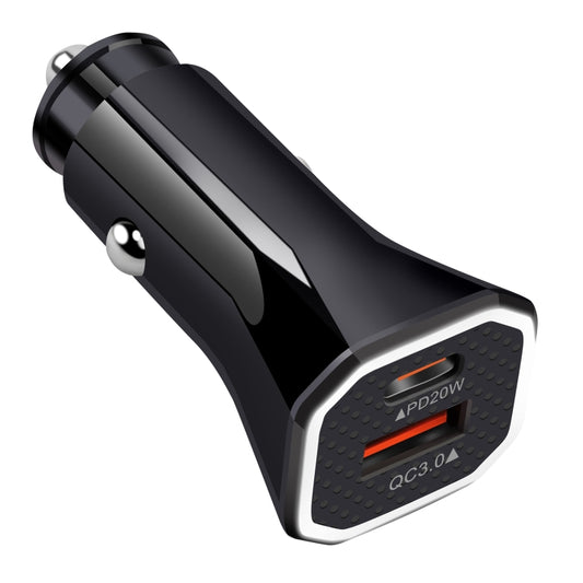 YSY-316PD20W QC3.0 USB + PD 20W USB-C / Type-C Polygon Dual Ports Fast Charging Car Charger(Black) - Car Charger by buy2fix | Online Shopping UK | buy2fix