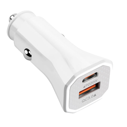 YSY-316PD20W QC3.0 USB + PD 20W USB-C / Type-C Polygon Dual Ports Fast Charging Car Charger(White) - Car Charger by buy2fix | Online Shopping UK | buy2fix