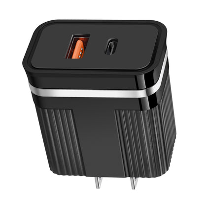 RSY USB + USB-C / Type-C Dual Ports Fast Charging Travel Charger, US Plug(Black) - USB Charger by buy2fix | Online Shopping UK | buy2fix