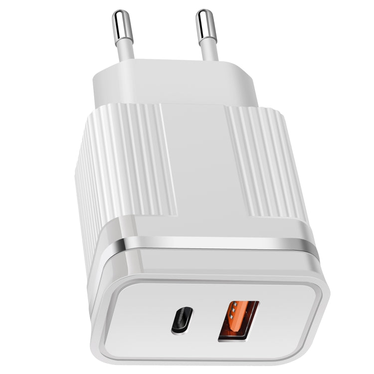 RSY USB + USB-C / Type-C Dual Ports Fast Charging Travel Charger, EU Plug(White) - USB Charger by buy2fix | Online Shopping UK | buy2fix