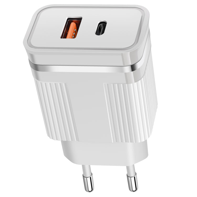 RSY USB + USB-C / Type-C Dual Ports Fast Charging Travel Charger, EU Plug(White) - USB Charger by buy2fix | Online Shopping UK | buy2fix