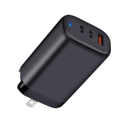 XY 65W USB + Dual USB-C / Type-C Gallium Nitride Travel Charger Set with LED Indicator & Detachable Plug, US Plug (Black) by buy2fix