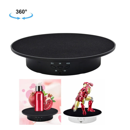 20cm USB Electric Rotating Turntable Display Stand Video Shooting Props Turntable for Photography, Load: 8kg(Black Base Black Velvet) -  by buy2fix | Online Shopping UK | buy2fix