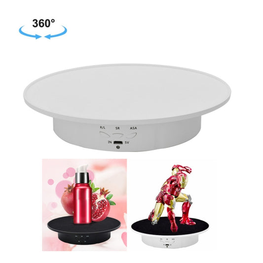 20cm USB Electric Rotating Turntable Display Stand Video Shooting Props Turntable for Photography, Load: 8kg(White Base White Velvet) -  by buy2fix | Online Shopping UK | buy2fix