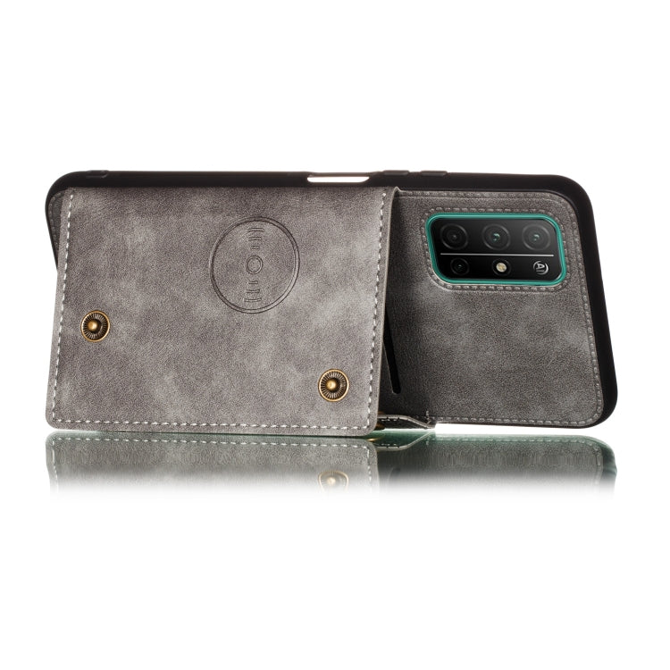 For Samsung Galaxy A32 5G Double Buckle PU + TPU Shockproof Magnetic Protective Case with Card Slots & Holder(Grey) by buy2fix