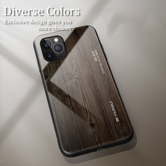 For iPhone 12 / 12 Pro Wood Grain Tempered Glass + TPU Shockproof Case(M01) - iPhone 12 / 12 Pro Cases by buy2fix | Online Shopping UK | buy2fix