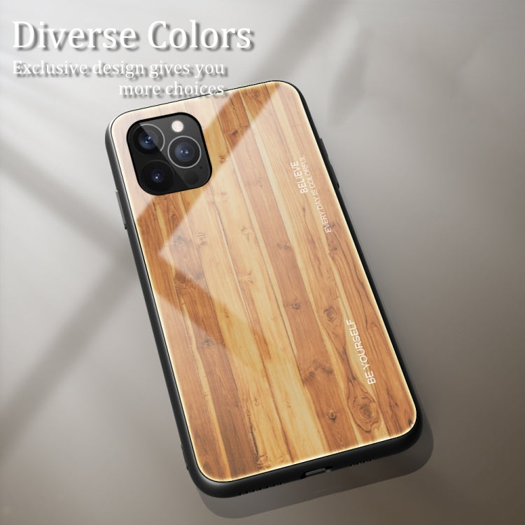 For iPhone 12 / 12 Pro Wood Grain Tempered Glass + TPU Shockproof Case(M03) - iPhone 12 / 12 Pro Cases by buy2fix | Online Shopping UK | buy2fix