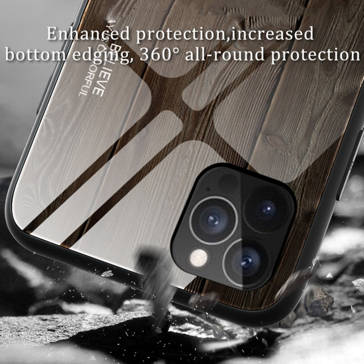 For iPhone 12 / 12 Pro Wood Grain Tempered Glass + TPU Shockproof Case(M03) - iPhone 12 / 12 Pro Cases by buy2fix | Online Shopping UK | buy2fix