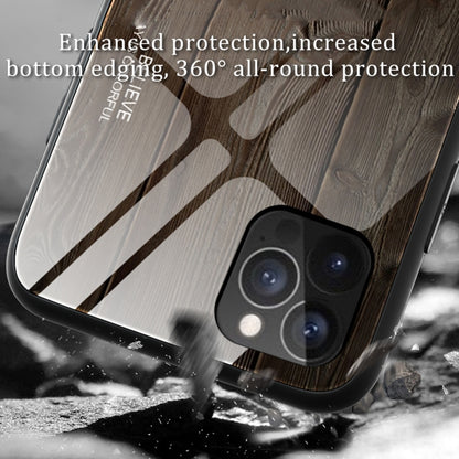 For iPhone 12 / 12 Pro Wood Grain Tempered Glass + TPU Shockproof Case(M03) - iPhone 12 / 12 Pro Cases by buy2fix | Online Shopping UK | buy2fix