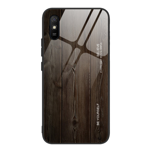 For Xiaomi Redmi 9A Wood Grain Tempered Glass + TPU Shockproof Case(M01) - Xiaomi Cases by buy2fix | Online Shopping UK | buy2fix
