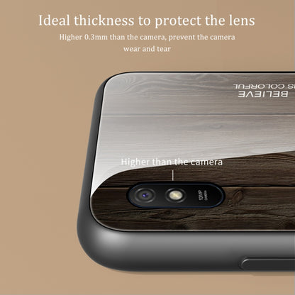 For Xiaomi Redmi 9A Wood Grain Tempered Glass + TPU Shockproof Case(M01) - Xiaomi Cases by buy2fix | Online Shopping UK | buy2fix