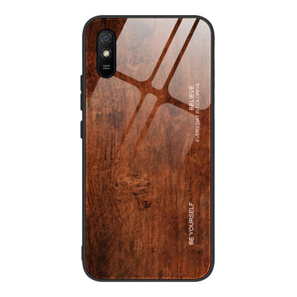 For Xiaomi Redmi 9A Wood Grain Tempered Glass + TPU Shockproof Case(M02) - Xiaomi Cases by buy2fix | Online Shopping UK | buy2fix