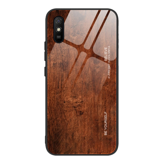For Xiaomi Redmi 9A Wood Grain Tempered Glass + TPU Shockproof Case(M02) - Xiaomi Cases by buy2fix | Online Shopping UK | buy2fix