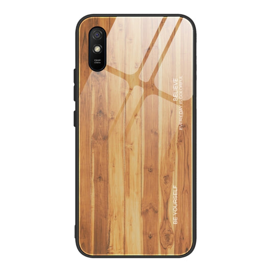 For Xiaomi Redmi 9A Wood Grain Tempered Glass + TPU Shockproof Case(M03) - Xiaomi Cases by buy2fix | Online Shopping UK | buy2fix