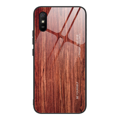 For Xiaomi Redmi 9A Wood Grain Tempered Glass + TPU Shockproof Case(M05) - Xiaomi Cases by buy2fix | Online Shopping UK | buy2fix