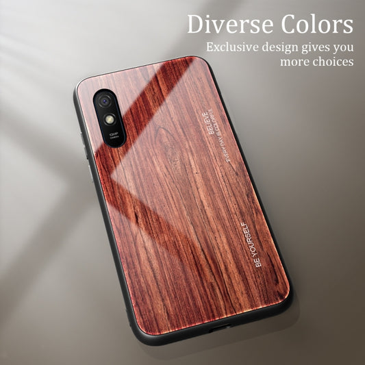 For Xiaomi Redmi 9A Wood Grain Tempered Glass + TPU Shockproof Case(M05) - Xiaomi Cases by buy2fix | Online Shopping UK | buy2fix