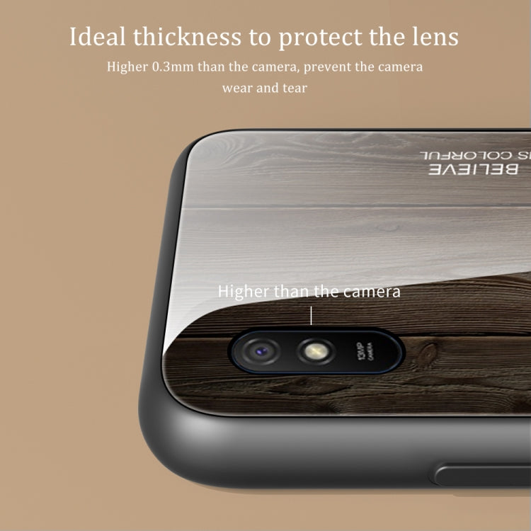 For Xiaomi Redmi 9A Wood Grain Tempered Glass + TPU Shockproof Case(M05) - Xiaomi Cases by buy2fix | Online Shopping UK | buy2fix