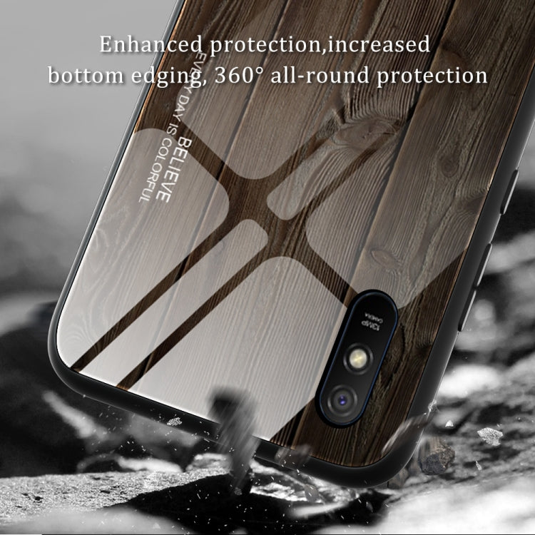 For Xiaomi Redmi 9A Wood Grain Tempered Glass + TPU Shockproof Case(M05) - Xiaomi Cases by buy2fix | Online Shopping UK | buy2fix