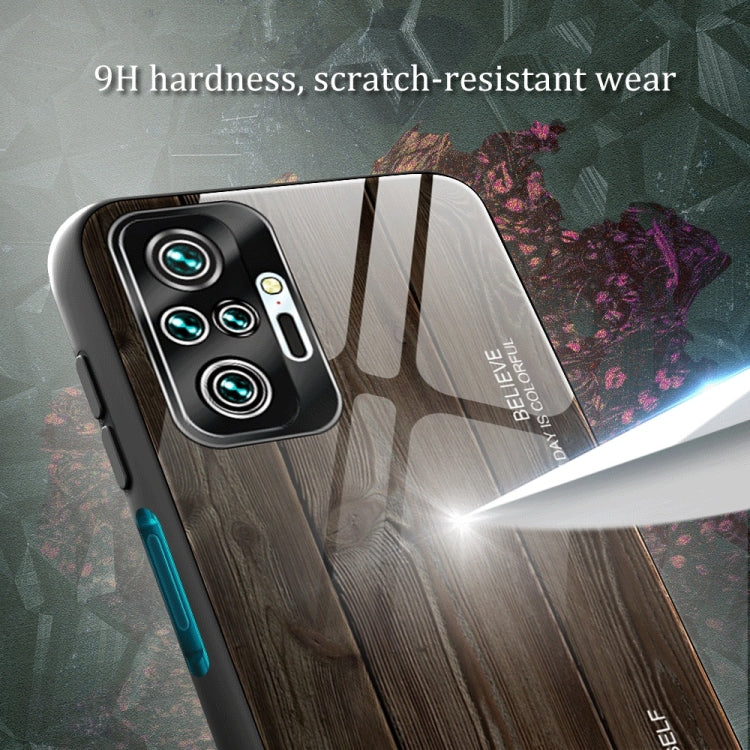 For Xiaomi Redmi Note 10 Pro / Pro Max Wood Grain Tempered Glass + TPU Shockproof Case(M02) - Xiaomi Cases by buy2fix | Online Shopping UK | buy2fix