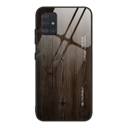 For Samsung Galaxy A51 Wood Grain Tempered Glass + TPU Shockproof Case(M01) by buy2fix