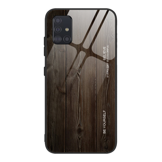 For Samsung Galaxy A51 Wood Grain Tempered Glass + TPU Shockproof Case(M01) by buy2fix
