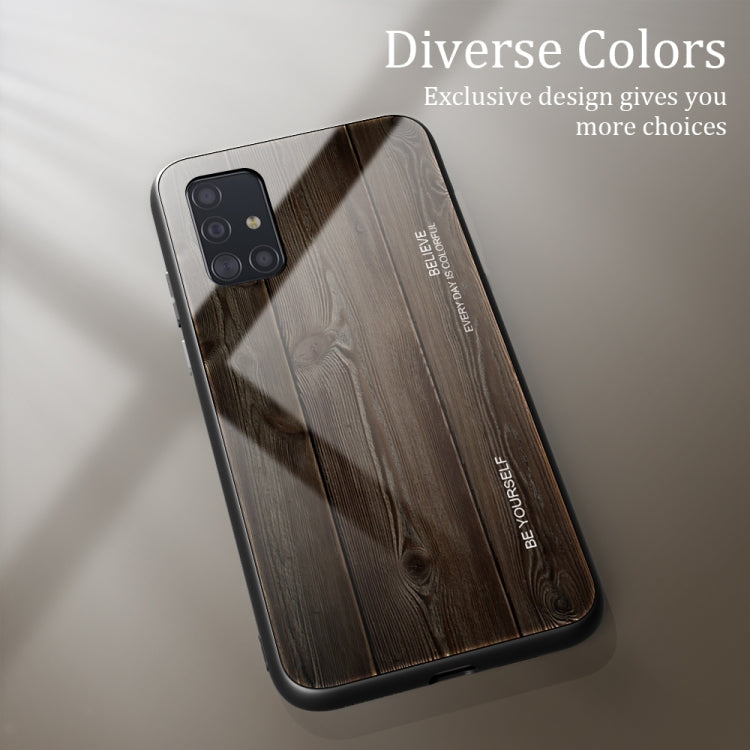 For Samsung Galaxy A51 Wood Grain Tempered Glass + TPU Shockproof Case(M01) by buy2fix