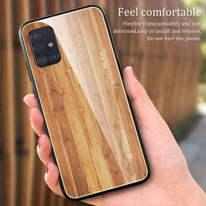 For Samsung Galaxy A51 Wood Grain Tempered Glass + TPU Shockproof Case(M01) by buy2fix