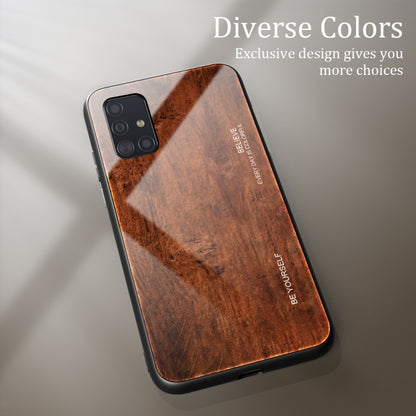 For Samsung Galaxy A51 Wood Grain Tempered Glass + TPU Shockproof Case(M02) by buy2fix