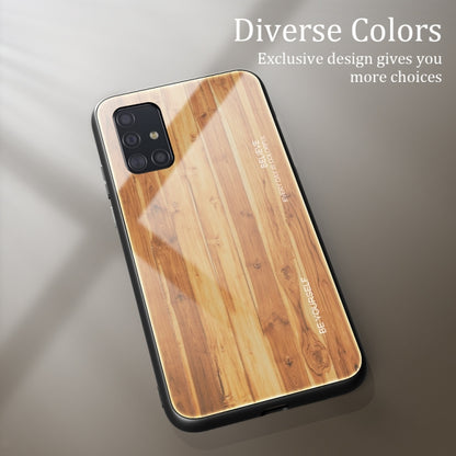 For Samsung Galaxy A51 Wood Grain Tempered Glass + TPU Shockproof Case(M03) by buy2fix