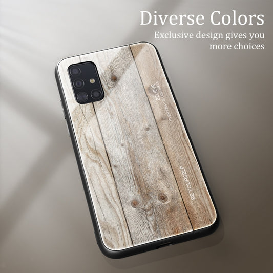 For Samsung Galaxy A51 Wood Grain Tempered Glass + TPU Shockproof Case(M04) by buy2fix