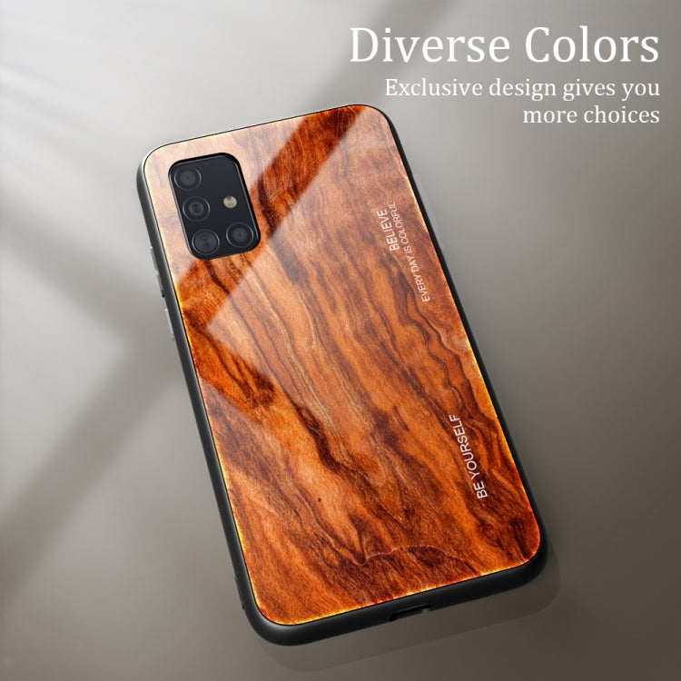 For Samsung Galaxy A51 Wood Grain Tempered Glass + TPU Shockproof Case(M06) by buy2fix