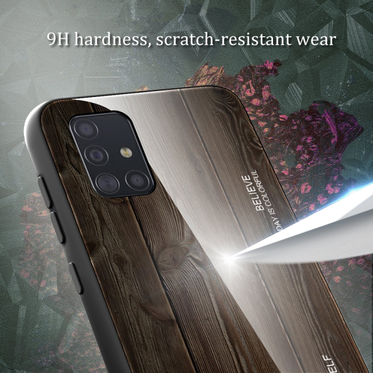 For Samsung Galaxy A51 Wood Grain Tempered Glass + TPU Shockproof Case(M06) by buy2fix