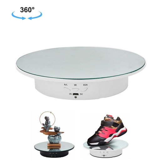 20cm USB Electric Rotating Turntable Display Stand Video Shooting Props Turntable for Photography, Load: 8kg(White Mirror) -  by buy2fix | Online Shopping UK | buy2fix